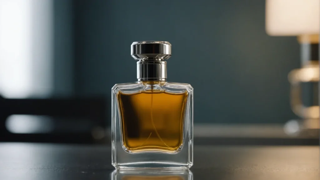 A detailed view of a perfume bottle highlighting its essential components.