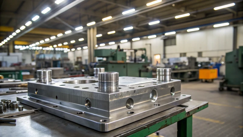 Close-up of a shiny steel industrial mold