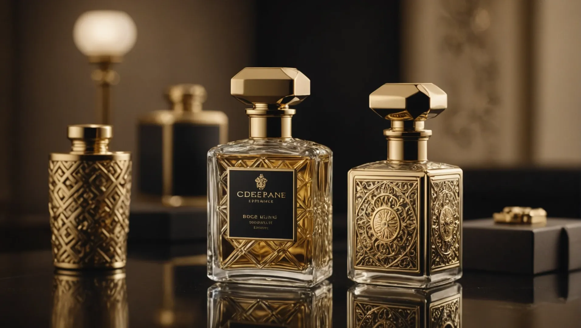 Luxurious perfume bottle with elegant packaging