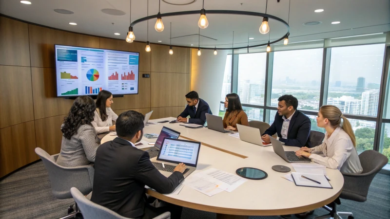 Diverse business professionals in a modern conference room