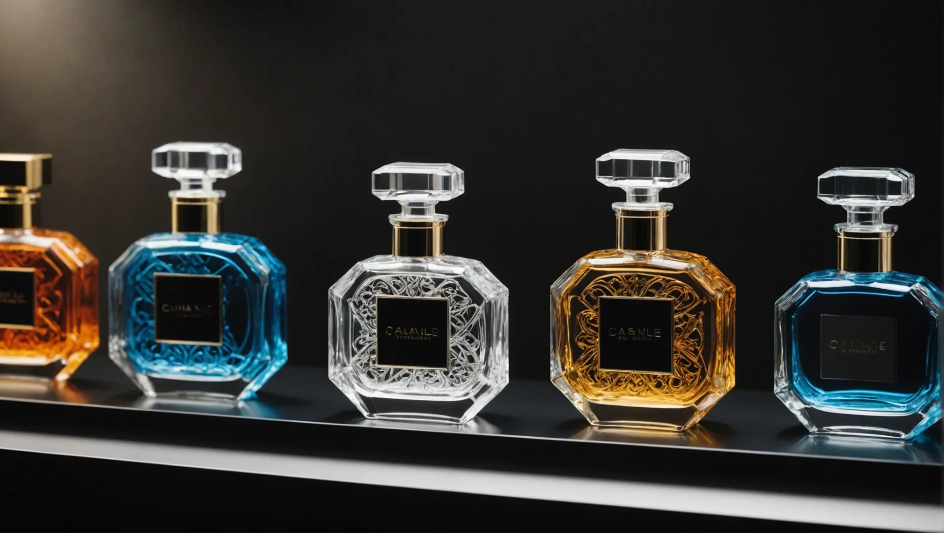 A selection of perfume bottles made from glass, plastic, and metal, showcasing different packaging materials.