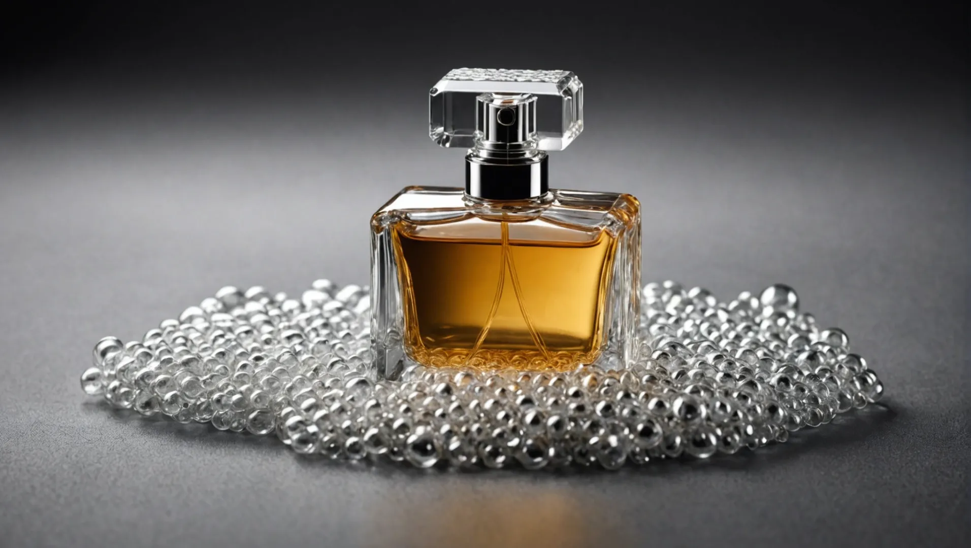 Perfume bottle in protective packaging materials like foam and bubble wrap.