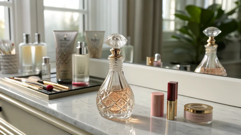 Photorealistic 3D printed glass bottle with cosmetics