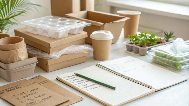 A clean workspace with sustainable packaging materials