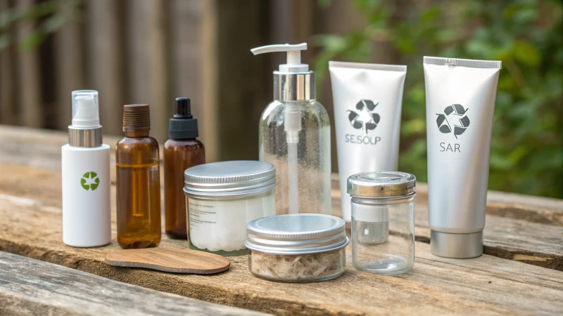 Cosmetic packaging materials on a natural surface