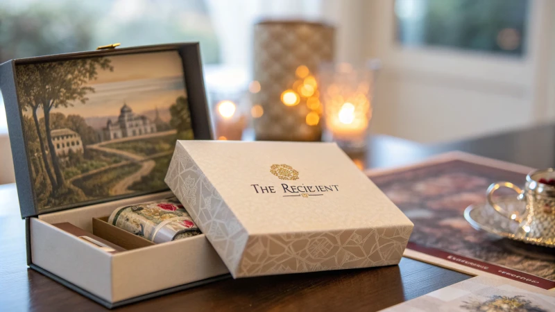 Close-up of a luxurious packaging box with personalized elements