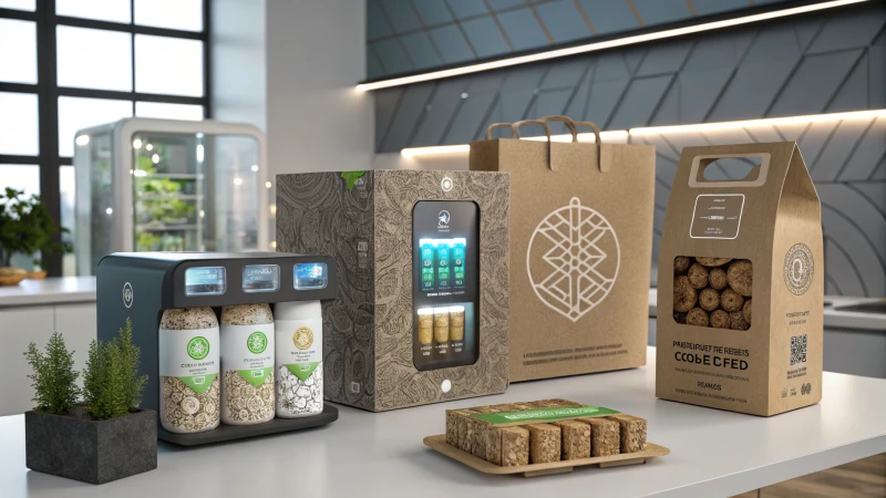 Futuristic packaging with smart labels and eco-friendly materials