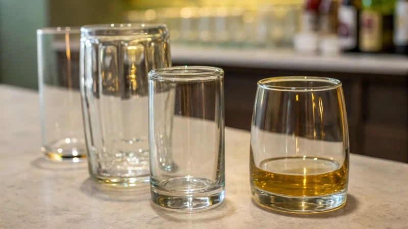 Close-up of glass containers showcasing thickness