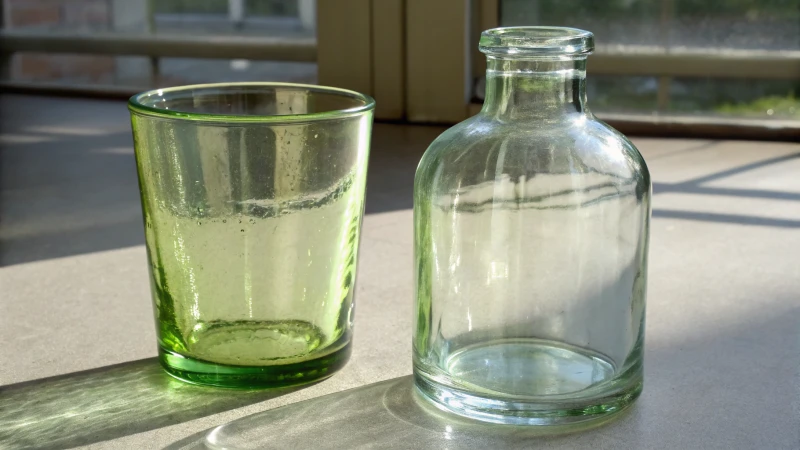 Two glass cosmetic containers side by side