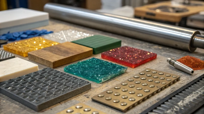 Close-up view of various materials on a workbench