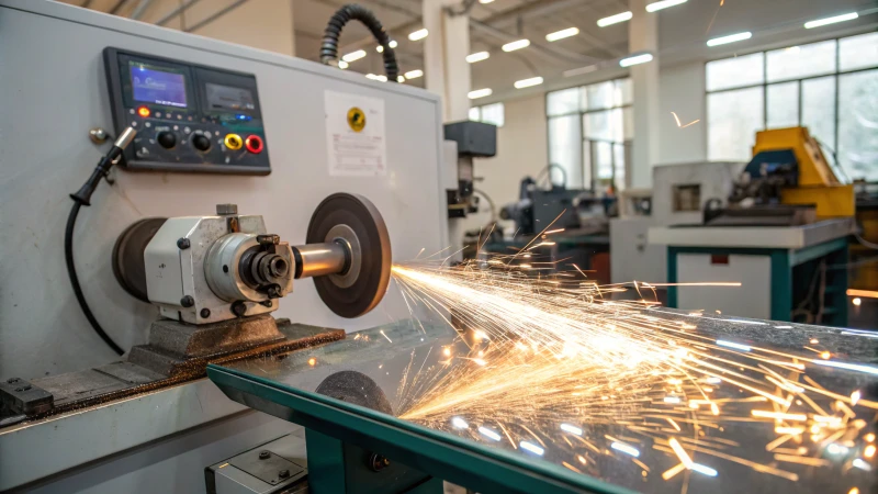 Grinding machine in a workshop polishing glass