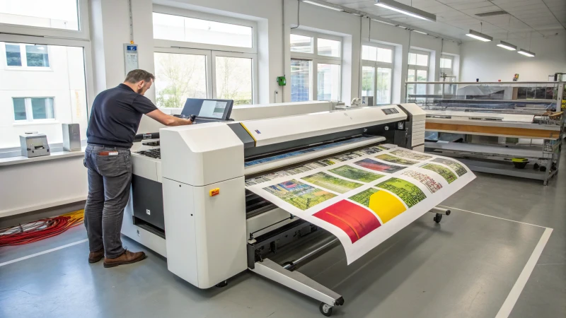 A modern digital printing machine in a bright workshop