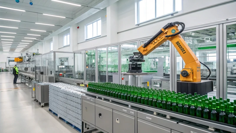 Automated glass bottle production facility with robotics