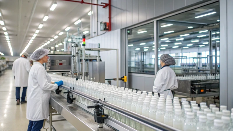 Automated assembly line in a glass production facility for cosmetic containers