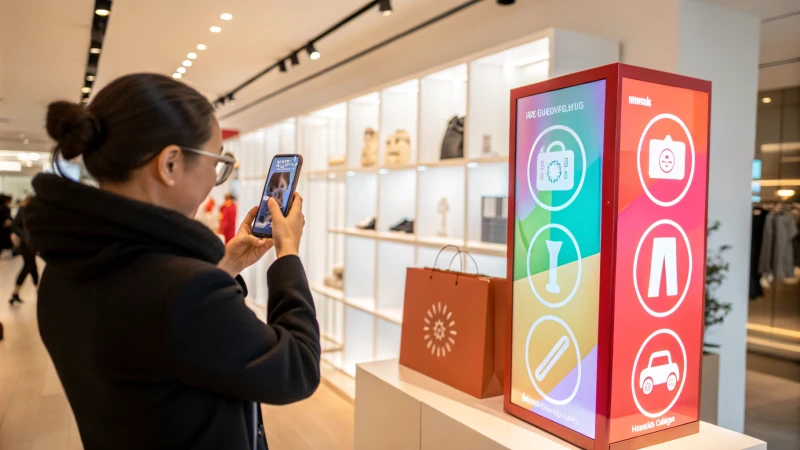 Consumer interacting with augmented reality product package in a retail setting