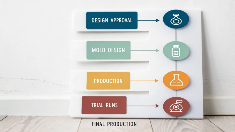 Flowchart illustrating the mold development process for glass perfume bottles