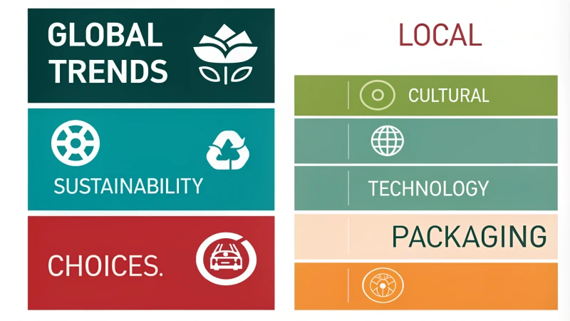 Infographic showcasing the impact of global and local trends on packaging choices.