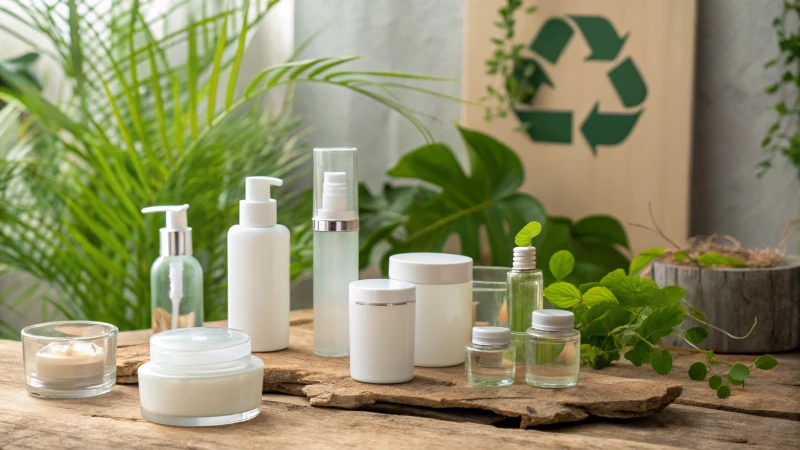 An arrangement of PCR glass products on a wooden surface with plants in the background