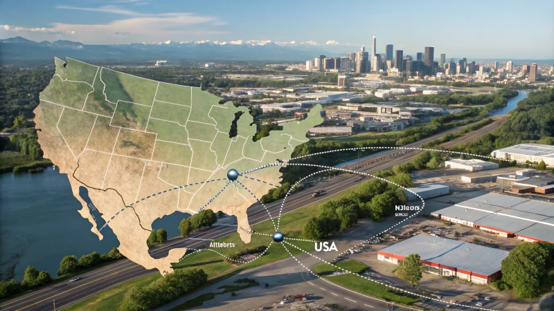 A detailed map of manufacturing hubs with logistics routes