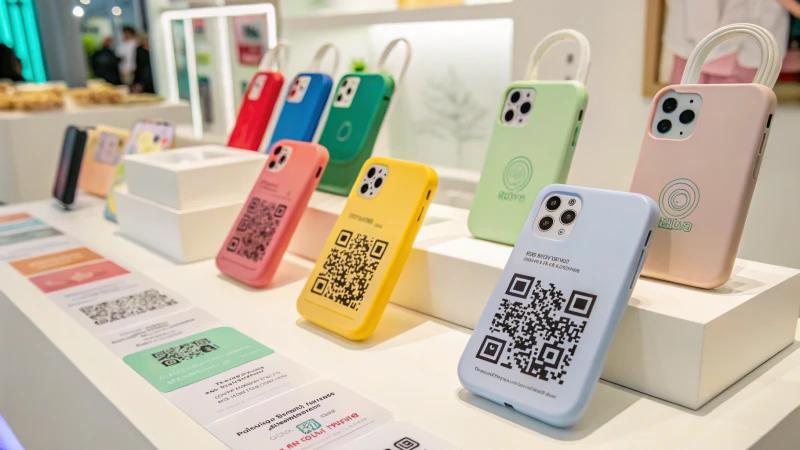 Innovative smart packaging with QR codes and NFC tags on a clean surface