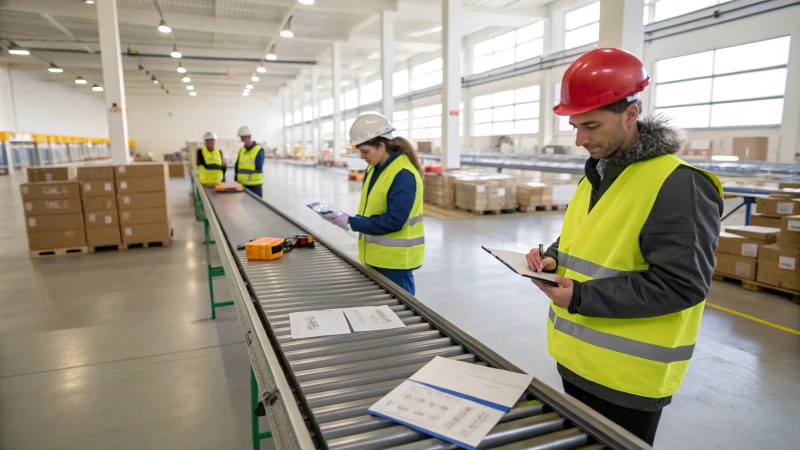 Quality control inspectors in a warehouse