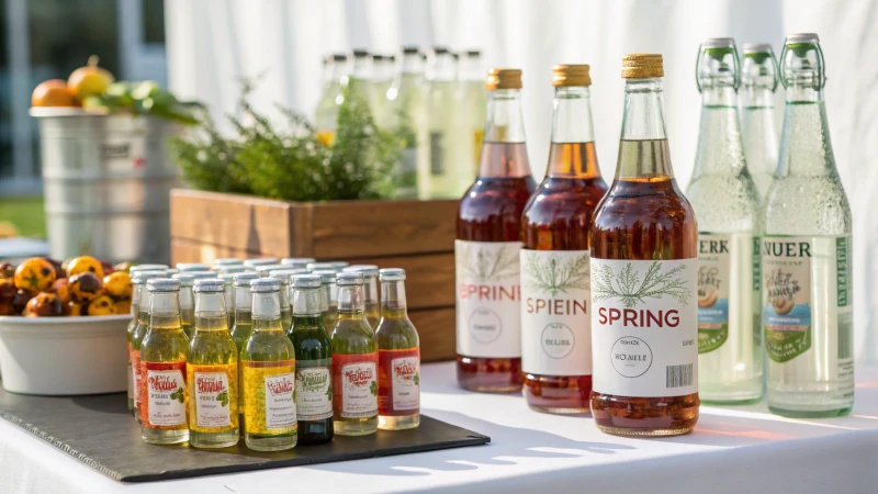 A well-organized display of bottles representing seasonal trends on a table