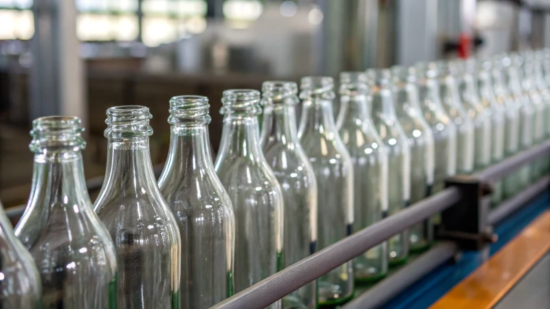 Close-up of clear glass bottles showcasing their clarity and smoothness