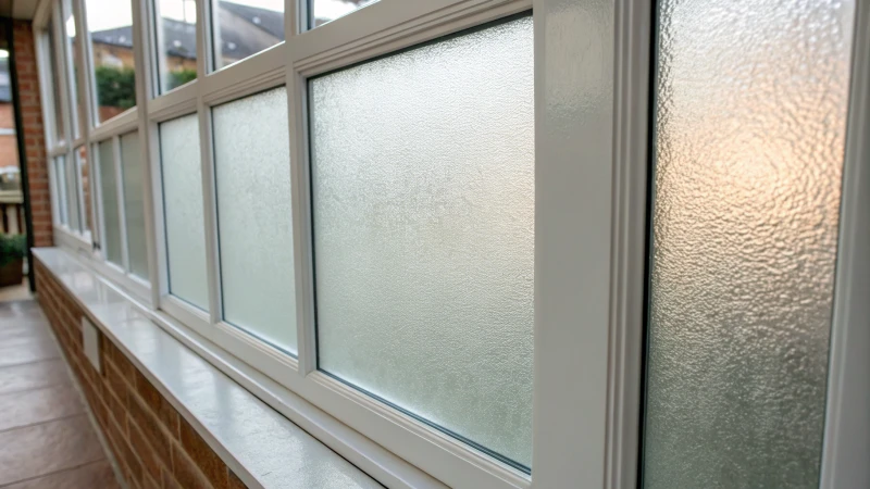 Close-up of a frosted glass panel