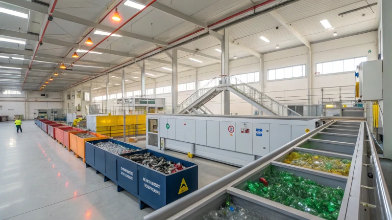 A modern glass recycling facility with advanced technology