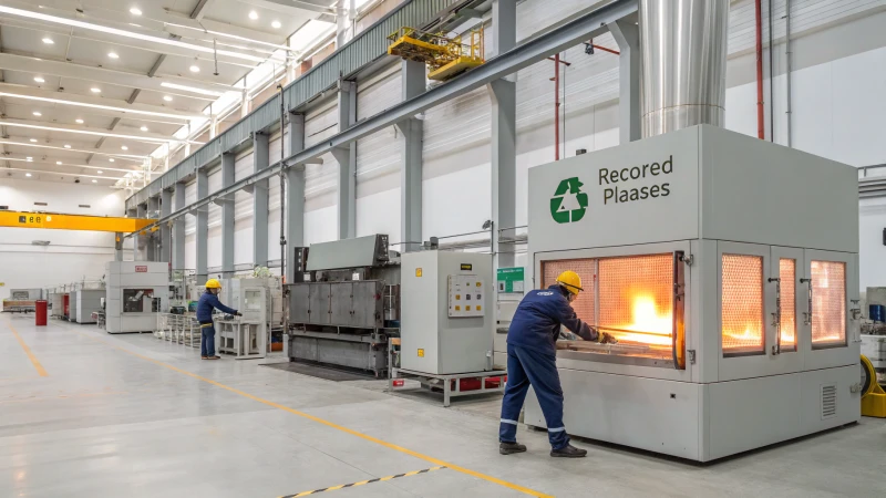 Modern glass production facility emphasizing sustainability