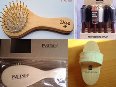 Custom laser-engraved wooden cosmetic brush handles