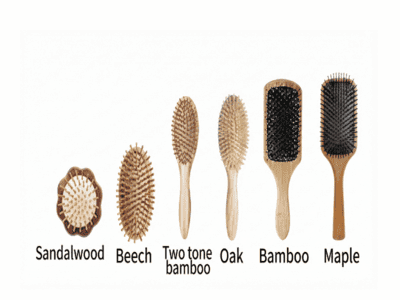 Premium wooden pneumatic hair brush with bamboo bristles